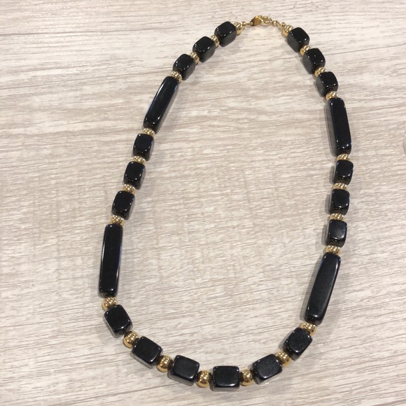 Trifari Black & Gold Bead Necklace. Vintage - Picture 3 of 16